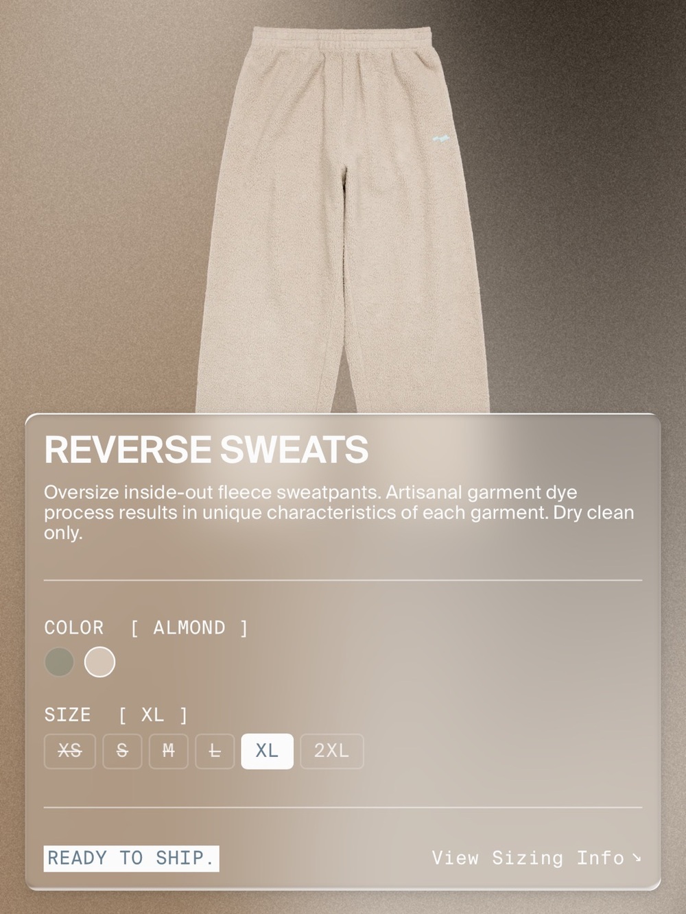 SKYLRK REVERSE SWEATS ALMOND